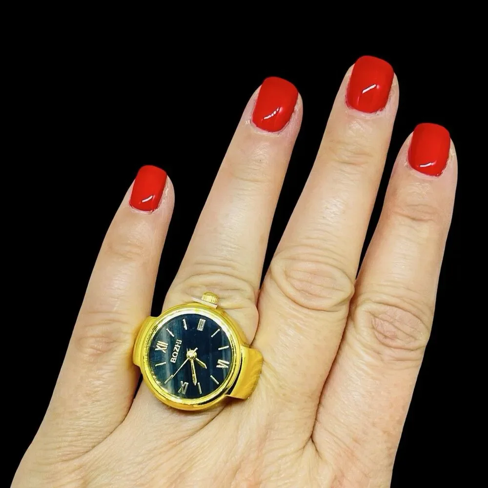 BOZHI Ring Watch Gold Design With Crystals New